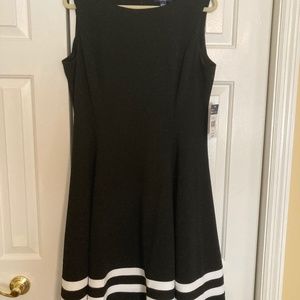 NWT Chaps Black & White Fit & Flare Party Dress sz 16